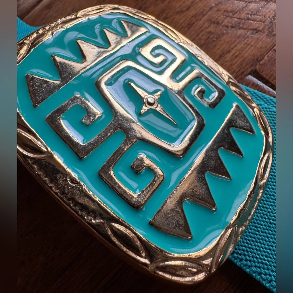 Vintage Omega‎ Teal Stretchy Belt